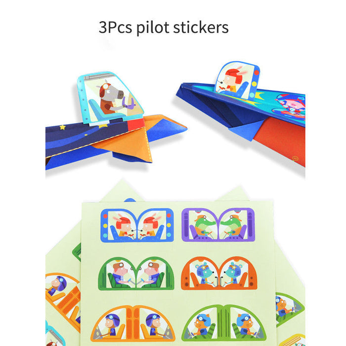 Full-color Handmade Airplane Origami 8 Cool Models Folding Toys