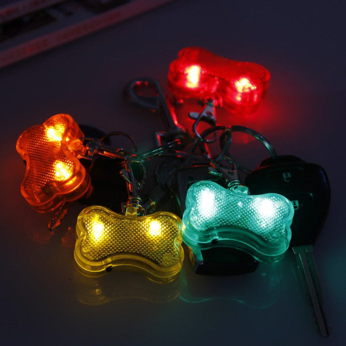 New  LED Dog Bone Shape ID Tag Pet Safety Collar Pendant