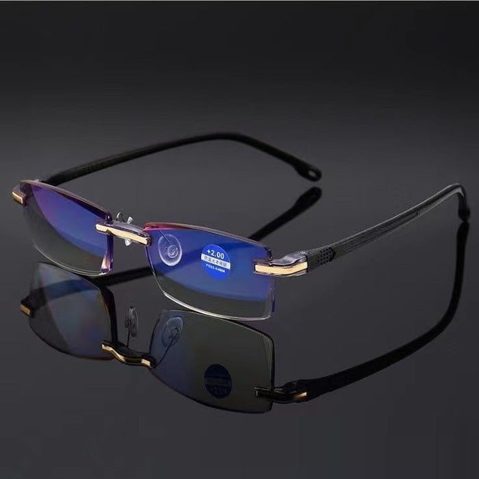 Trimming Diamond Fashion Presbyopic Glasses Anti-blue Light Frameless Men And Women Glasses For The Elderly
