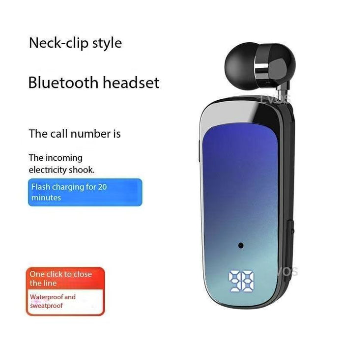 New Business Sports Telescopic Cable Collar Style Bluetooth Earphones With Ultra Long Standby Wireless Earphones