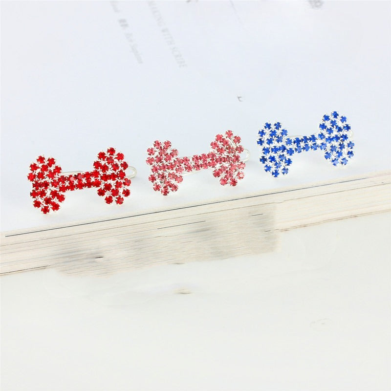 Pet Cat And Dog Ornament Diamond Dog Bone Barrettes